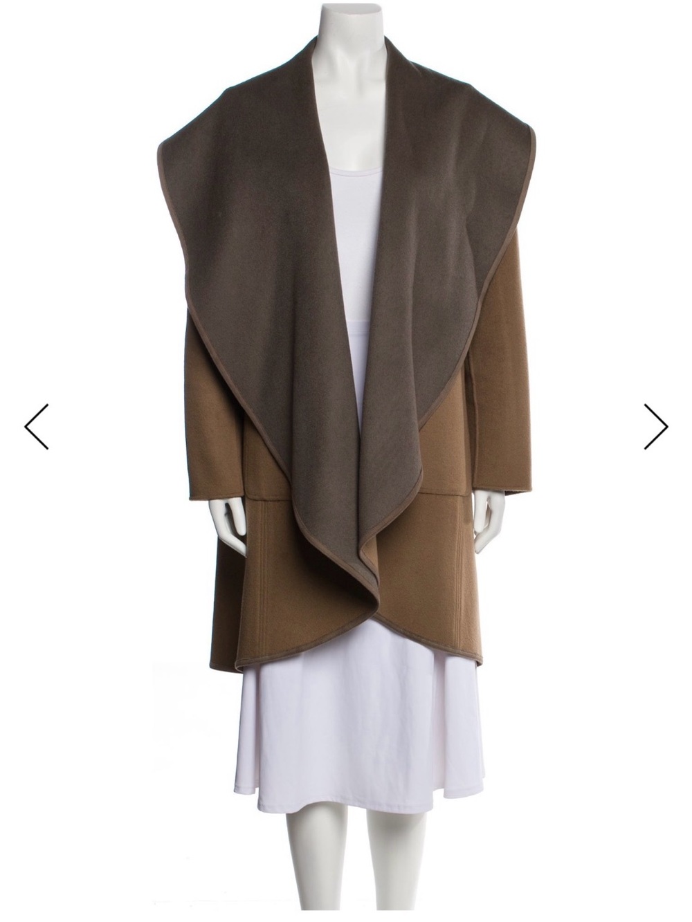 Lafayette 148 New York Wool Draped Open-Front Brown Coat
